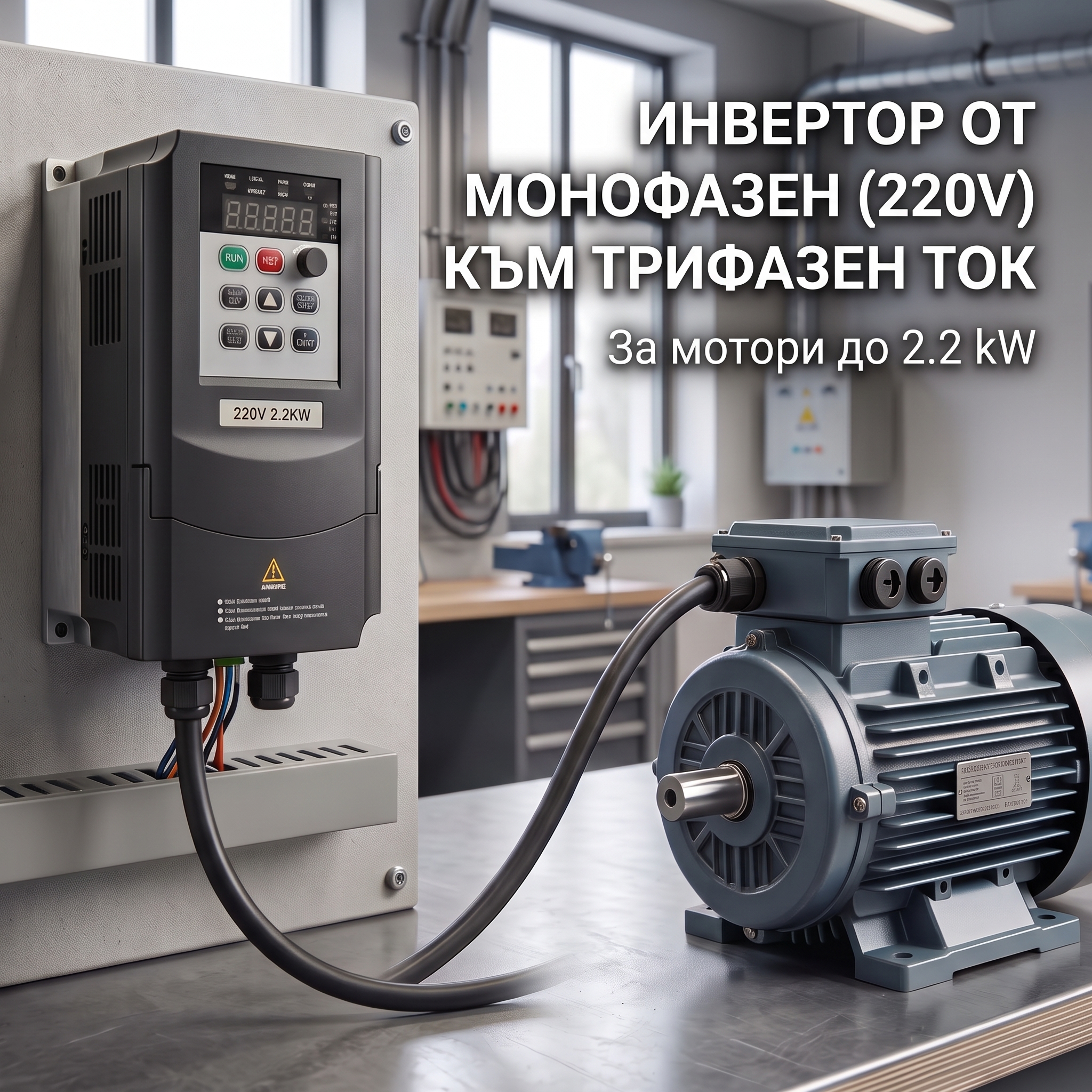 Инвертор от монофазен (220v) към трифазен ток за трифазен ел мотор